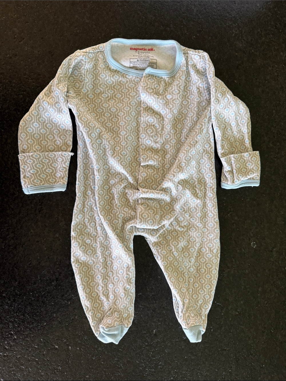 magnetic me Light Blue Patterned Baby One-Piece
